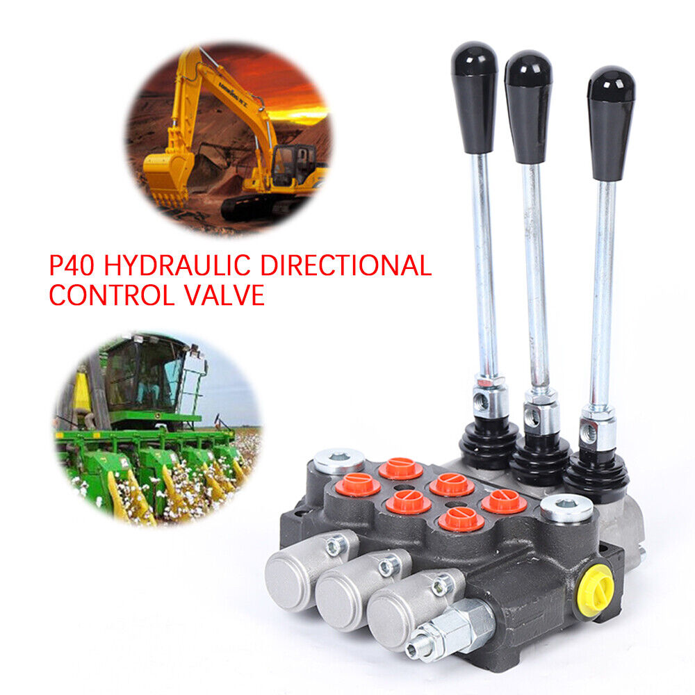 3 Spool P40 Hydraulic Control Valve 40L/min Double Acting 3600PSI Manual Operate