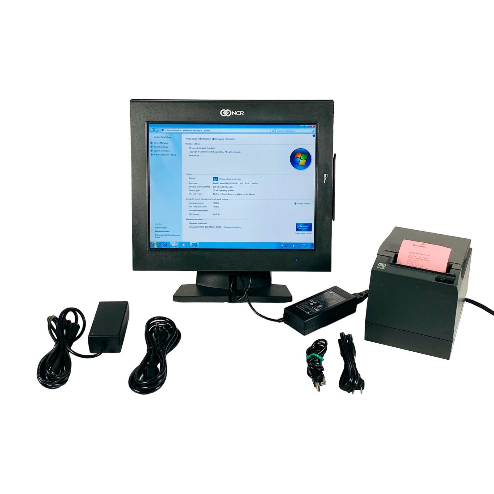 NCR POS Touchscreen Terminal 7754 with Receipt Printer - Fully Tested