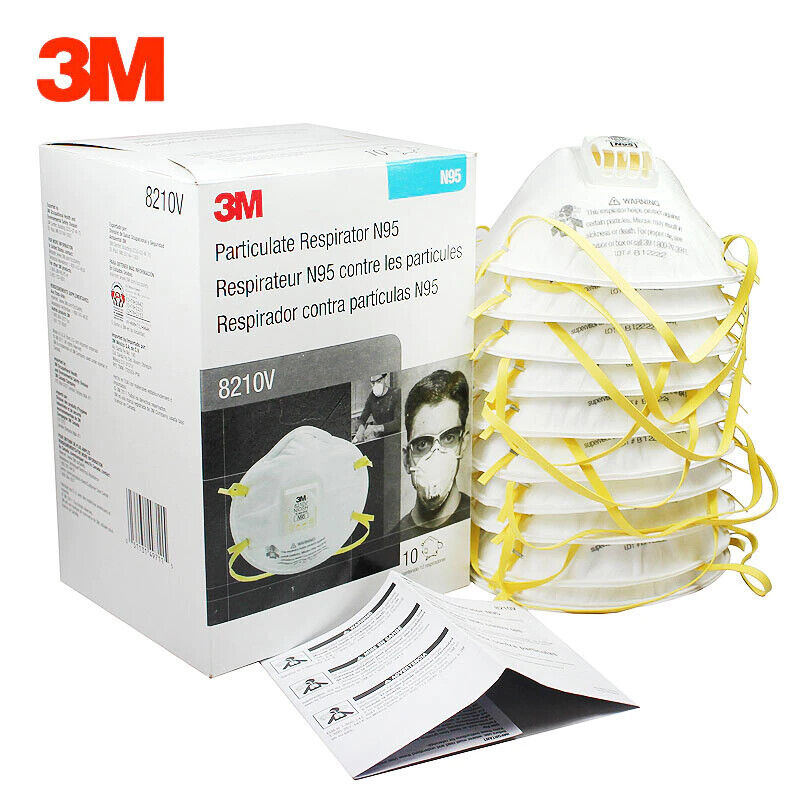 3M 8210V N95 Particulate Respirator Protection Masks Breathing Exhalation Valve
