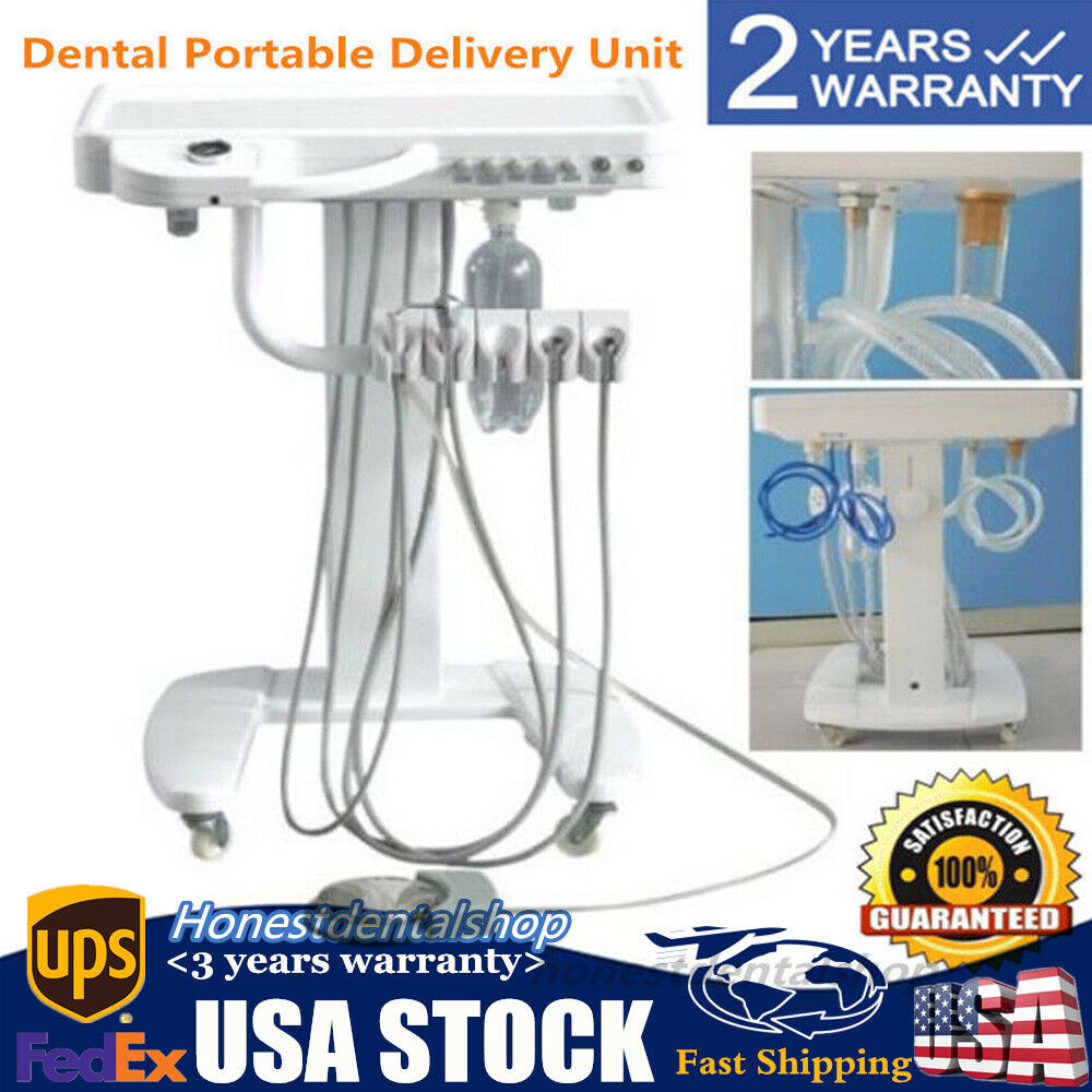4H Portable Mobile Dental Delivery Unit System Cart Treatment work Compressor 