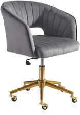 Office Chair with Gold Base and Grey Velvet: Swivel and Adjustable Office Chair picture
