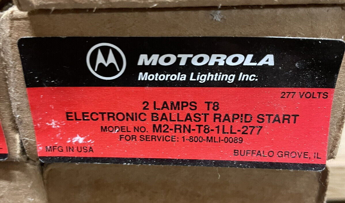 Motorola Rapid Start Electronic Ballast M2-RN-T8-1LL-277 2 Lamp 277V