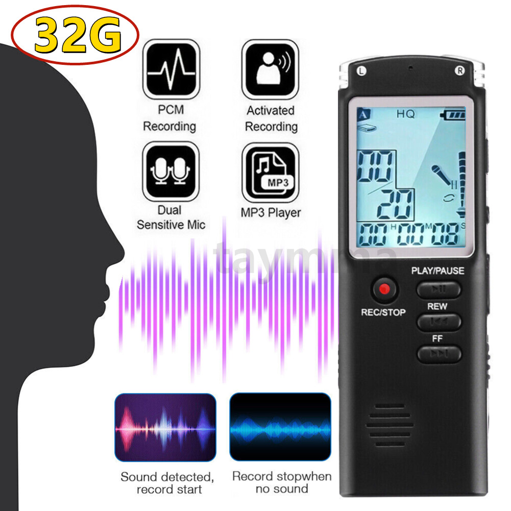 32G Mini Digital Sound Audio Recorder Voice Activated Dictaphone MP3 Player