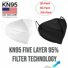 20/50/100PCS KN95 Face Mask Black Respirator Cup Dust 5 Layer Disposable Elastic picture