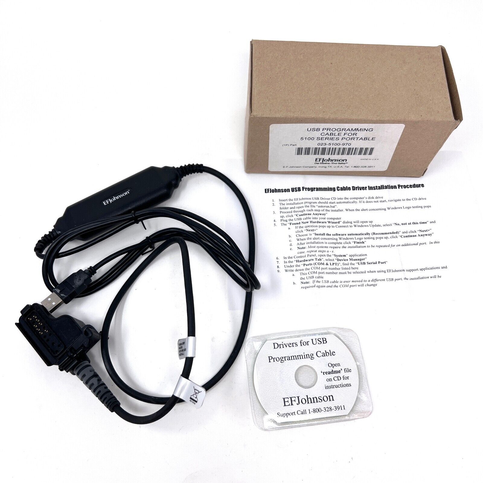 EF Johnson 023-5100-970 USB Programming Cable for 5100 Series Portable Radios