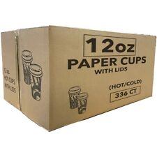336 Pack Quality Disposable Paper Hot Coffee Tea Cups with Lids- 12 Oz One Case picture