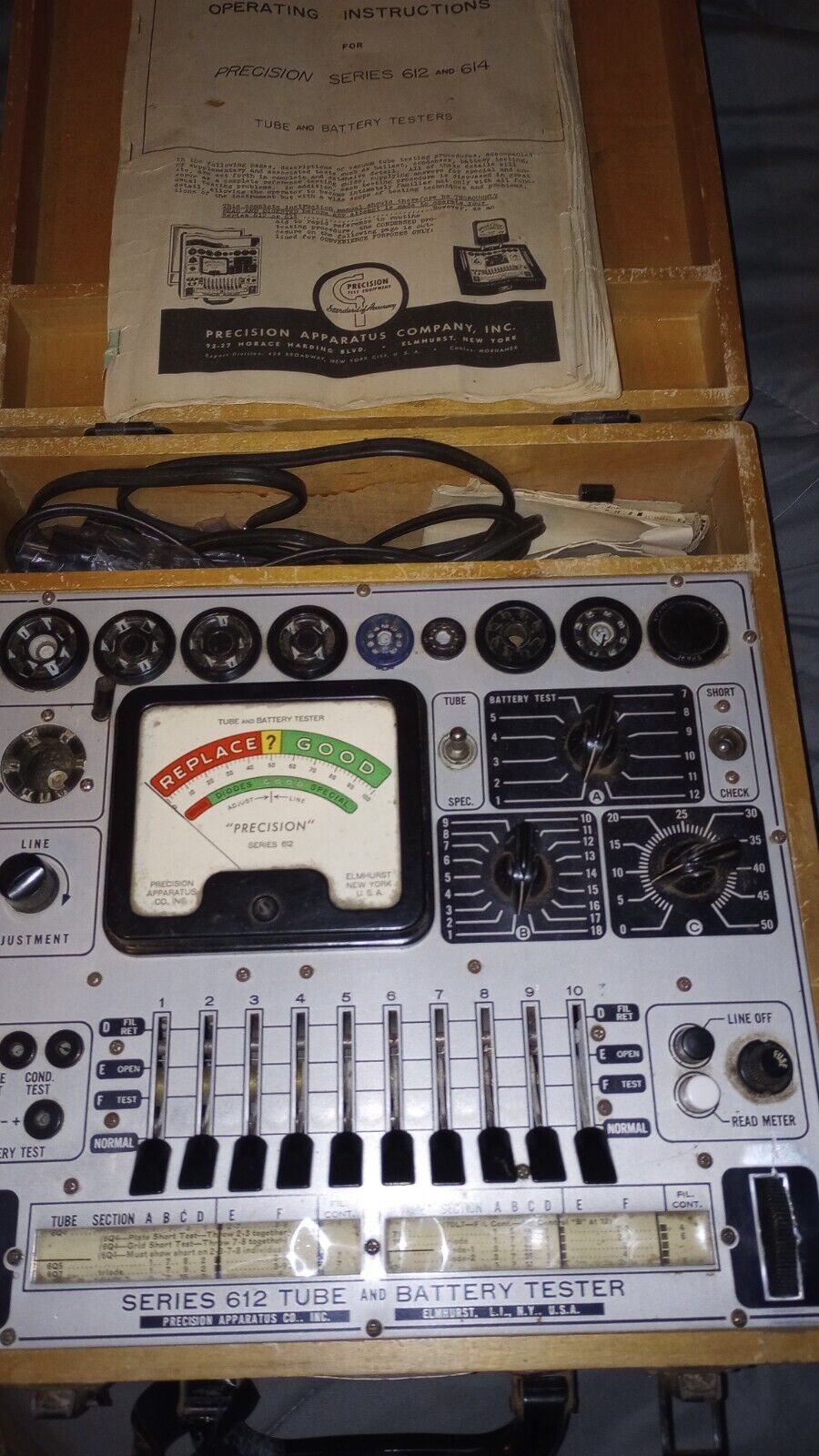 Qty 1 Used Tube Tester Works Great, Series 612-614 With Manual And Attachments