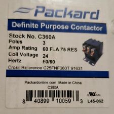 Packard C360A 60 AMP 3-Pole 24 volts coil.. Definite Purpose Contactor HVAC picture