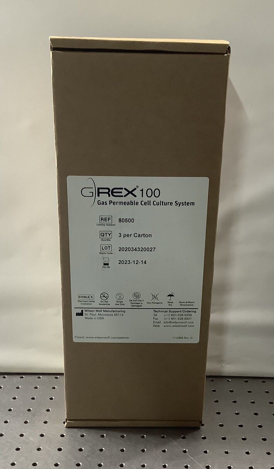 G Rex 100 Gas Permeable Cell Culture System  P/N 80500 3 Pack Box