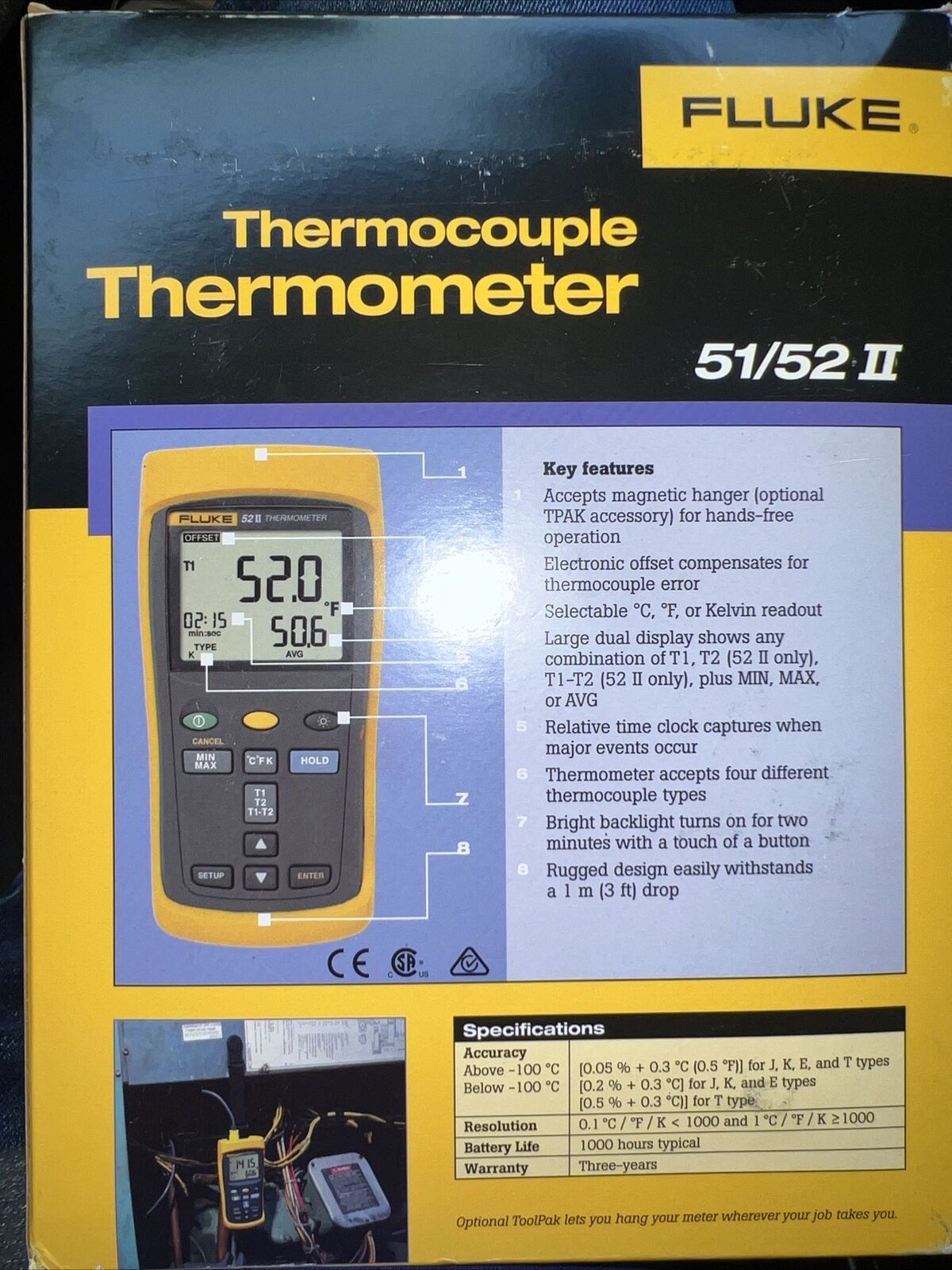 Fluke Thermocouple Thermometer 51/52ll