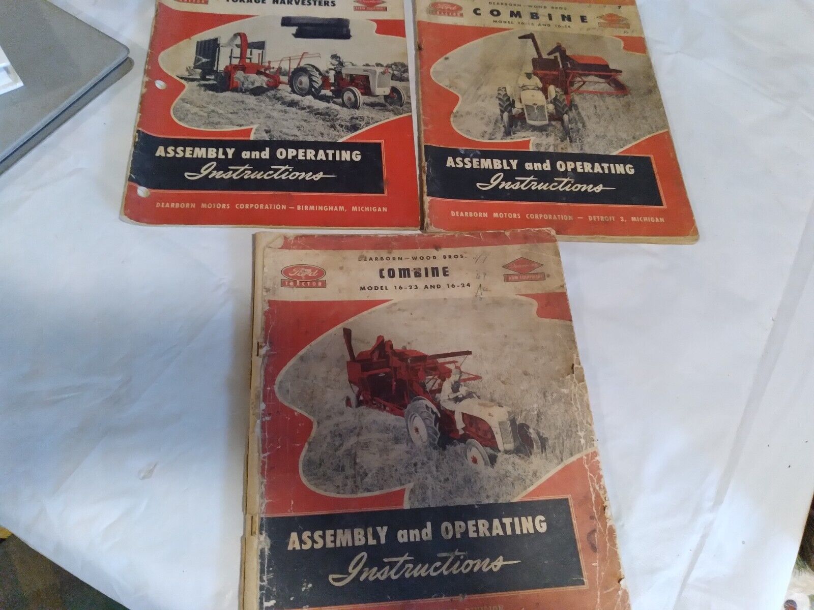 3 vintage FORD tractor company manuals
