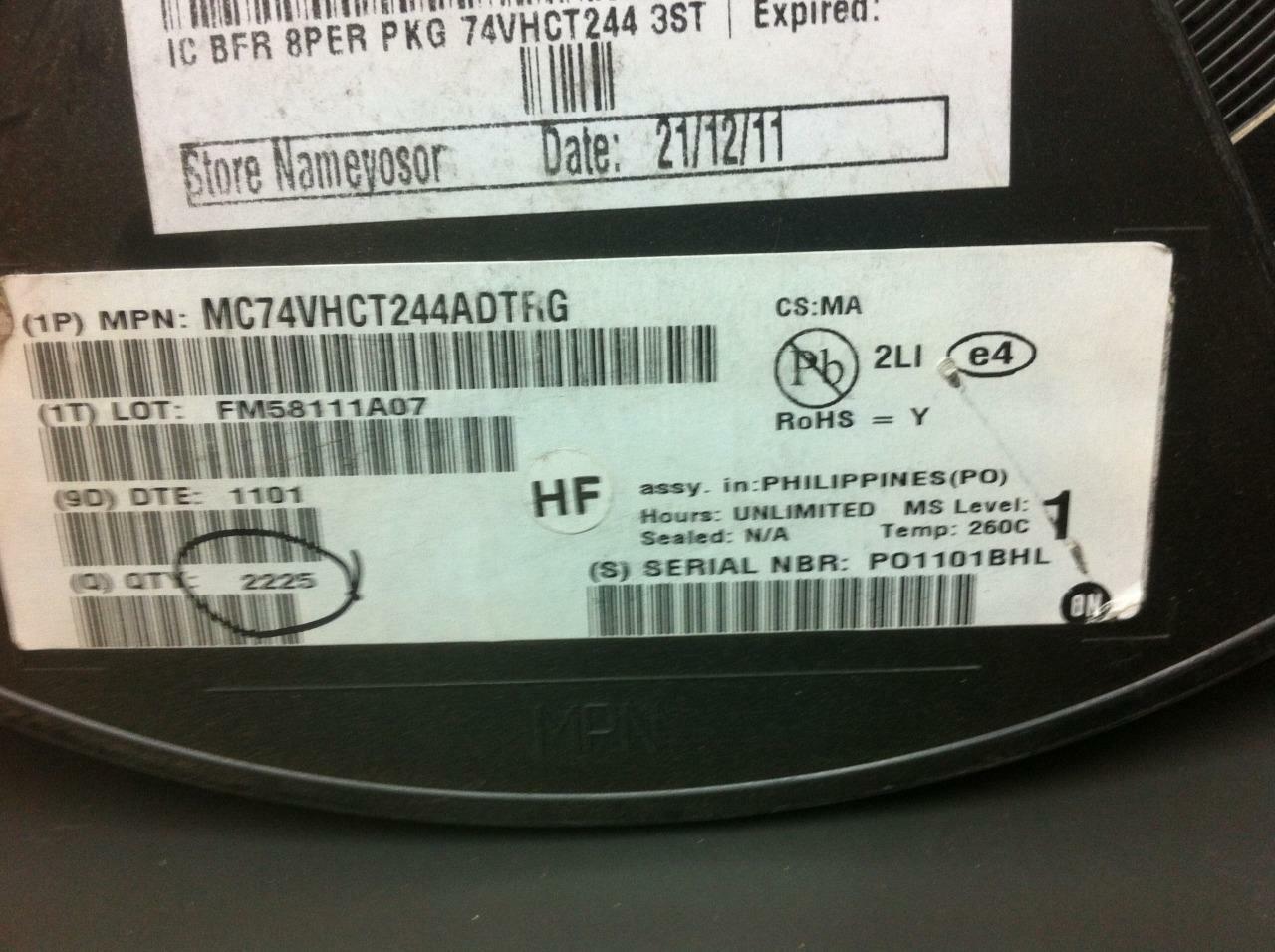 MC74VHCT244ADTRG - ON Semiconductor - 2225 pcs LOT, BUF NON-INVERT 5.5V 20TSSOP