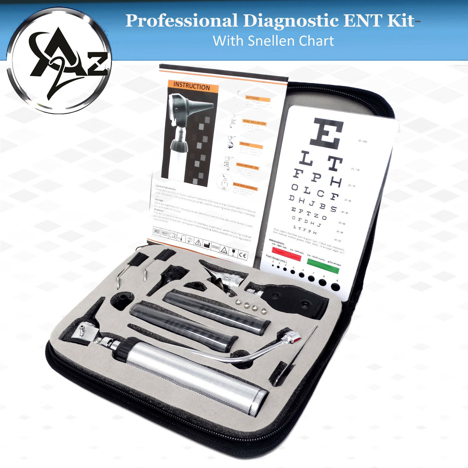 NEW HUMAN & VETERINARY ENT Medical Otoscope Opthalmoscope SET Diagnostic Kit LED