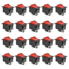 20pcs Red Light 4 Pin DPST ON/OFF Rocker Switch KCD4 15A/250V 20A/125V AC picture