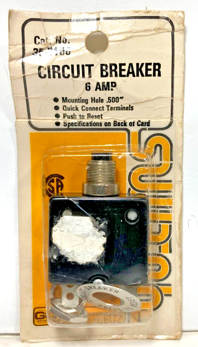 NOS Vintage GC ELECTRONICS 6-AMP Circuit Breaker 35-2106 W58 B1A46 1600-001-060