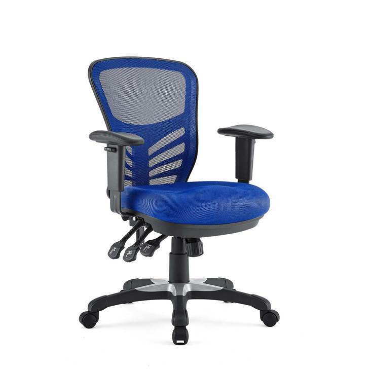Mid-Back Blue Mesh Office Task Chair with Lumbar Support & Adjustable Arms