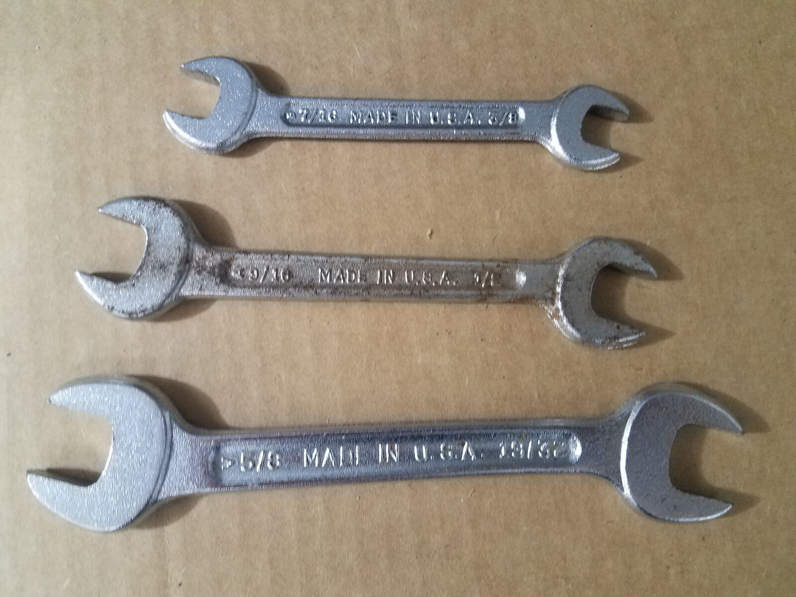 VTG Forged Steel Made in USA Double Open End Wrench Set of (3) - USA