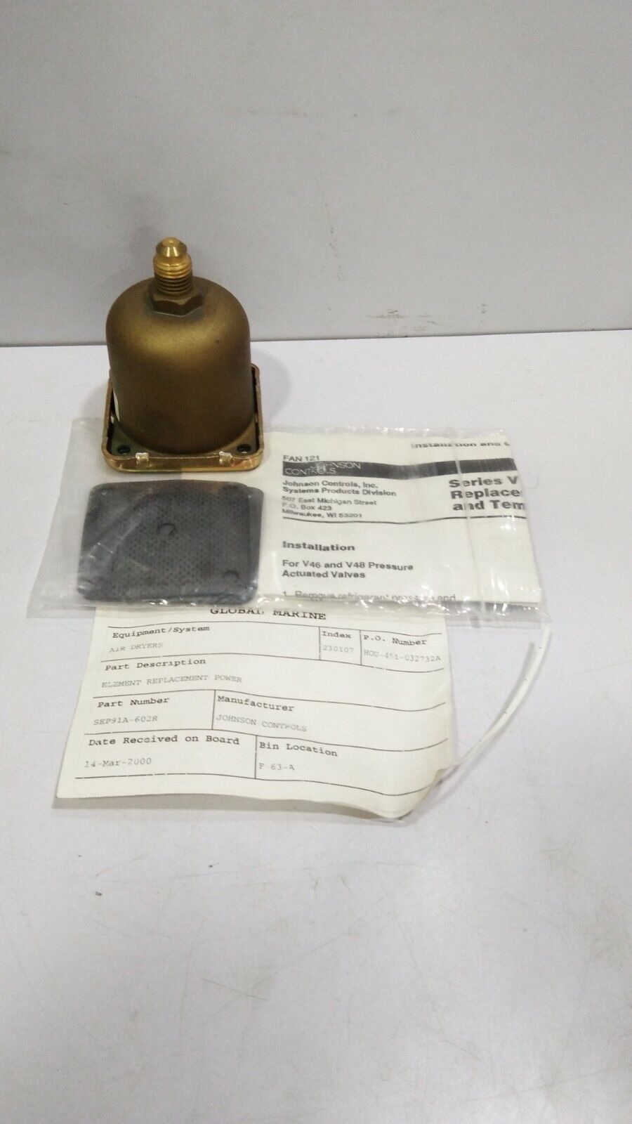 JOHNSON CONTROLS  V46  SEP91A-602R ELEMENT REPLACEMENT POWER SEP91A602R