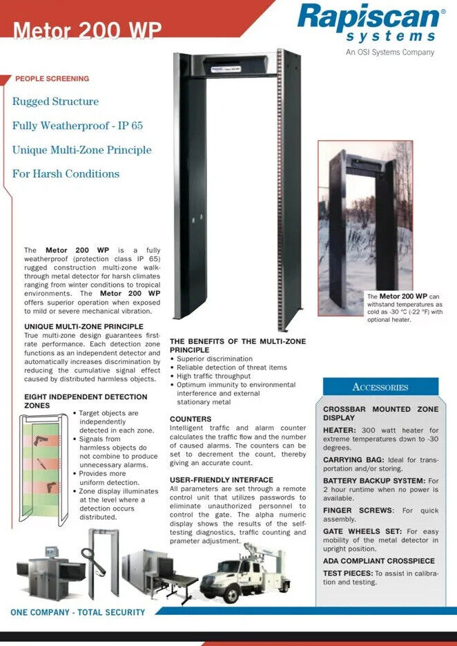 Metor 200WP Walk Through Metal Detector QTY 2, Building Security, Outdoor Rated