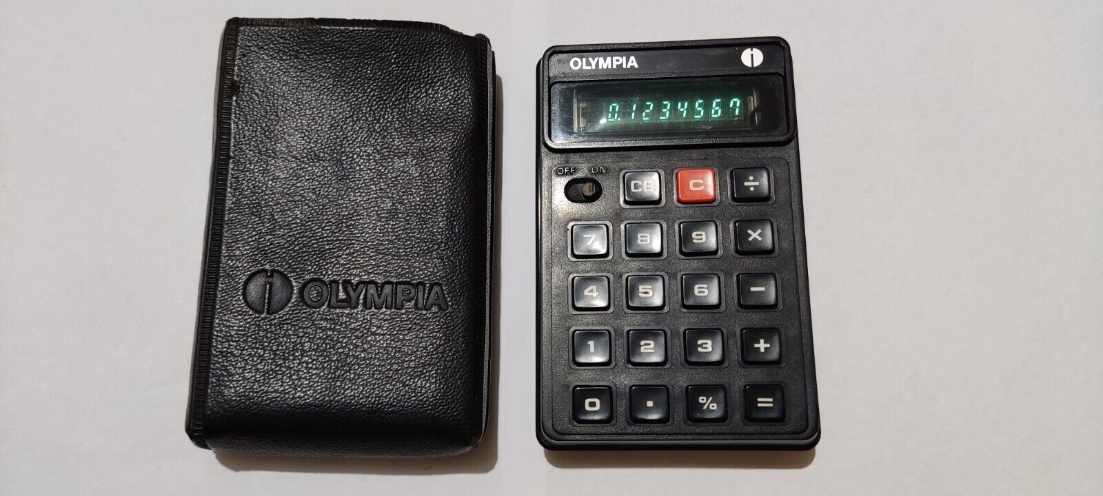 Vintage OLYMPIA CD 25 LED Calculator 1976 Japan Calculator & Leather Case