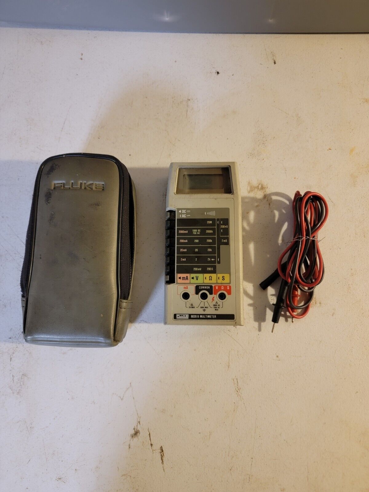 Vintage Fluke 8020B Handheld Digital Multimeter Test Leads