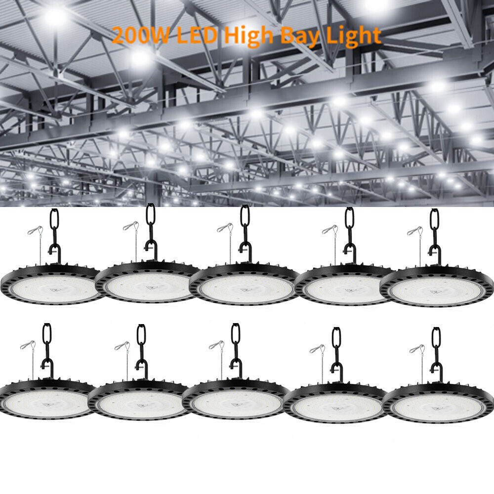 10x200W UFO Led High Bay Light 200 Watt Industrial Commercial Warehouse Gym Lamp