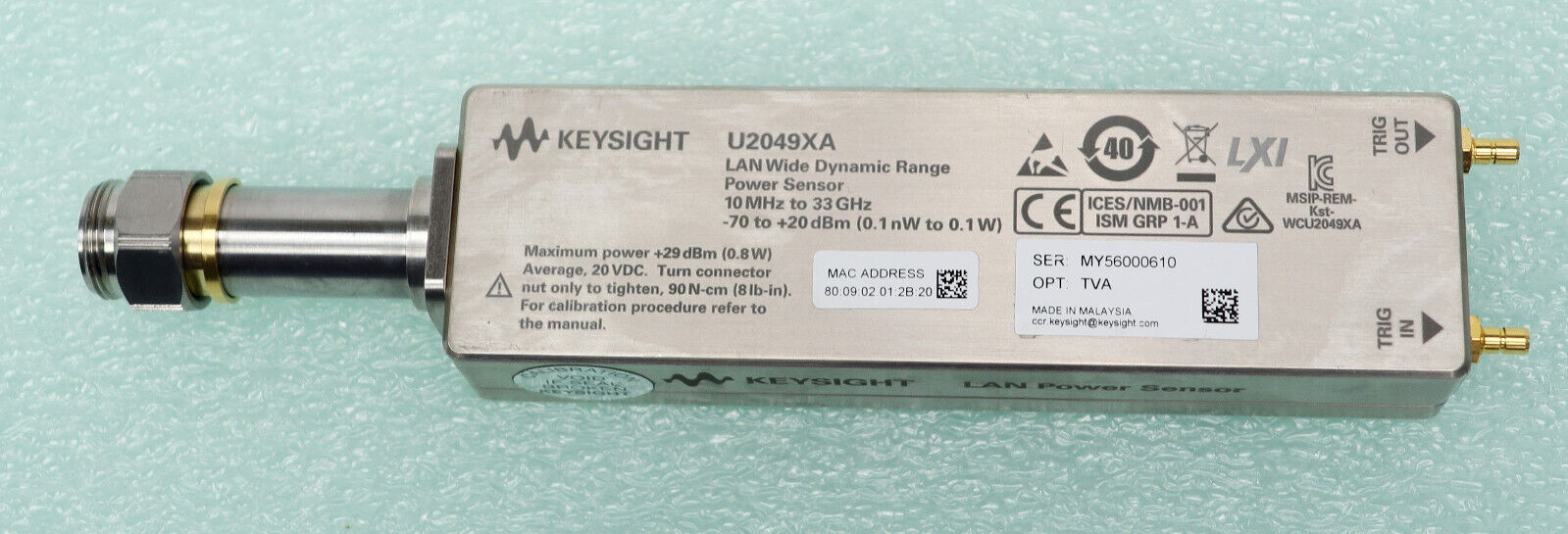 Keysight U2049XA LAN Wide 90dB Dynamic Range Power Sensor 10MHz - 33GHz opt. TVA