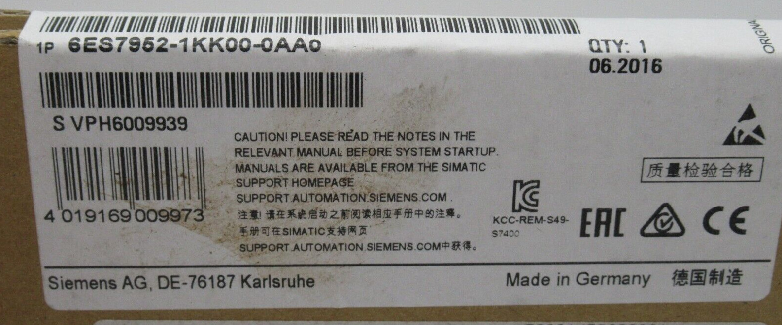 Brand New Siemens 6ES7952-1KK00-0AA0 Memory Card 6ES7 952-1KK00-0AA0 Fast Ship