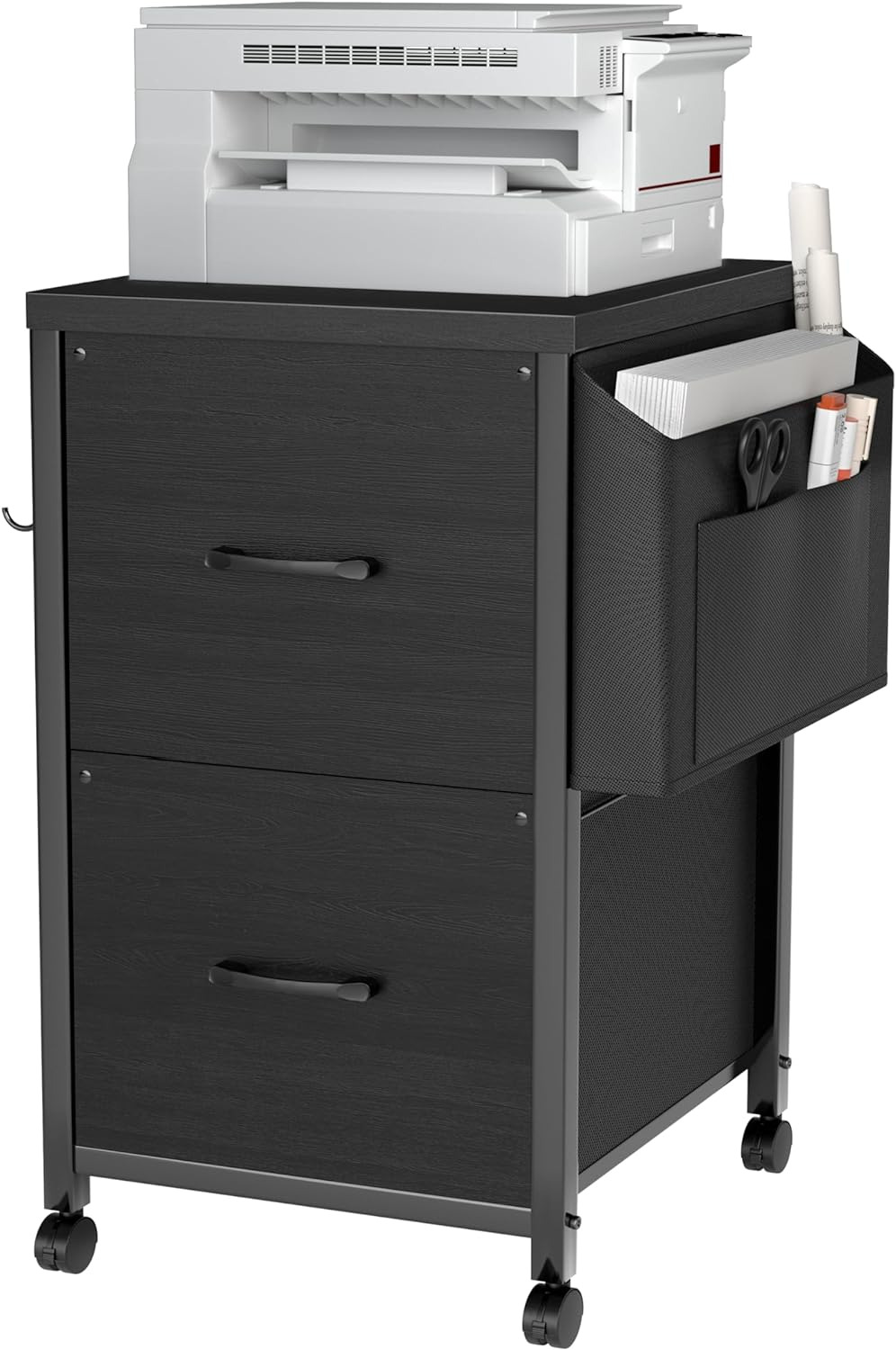 2 Drawer File Cabinet on Wheels for Home Office, Rolling Small Fabric Filing