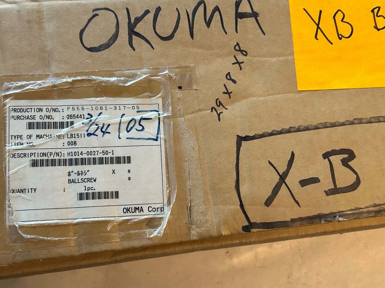 Okuma X-B Axis Ballscrew Part# H1014-0027-50-1, New