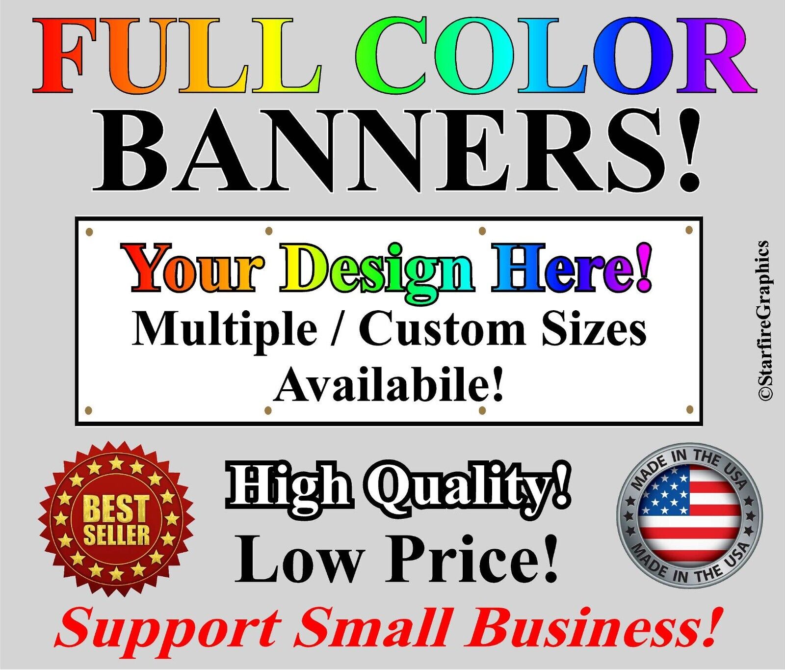 ANY SIZE FULL COLOR Advertising Vinyl Banner Sign Many Sizes business USA 13oz.