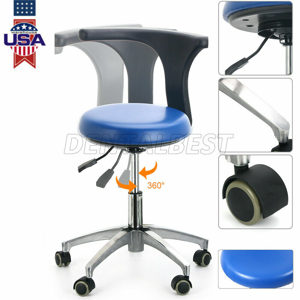 PU Leather Dental Adjustable Stool Dentist Doctor Chair Office Rolling Stool UPS