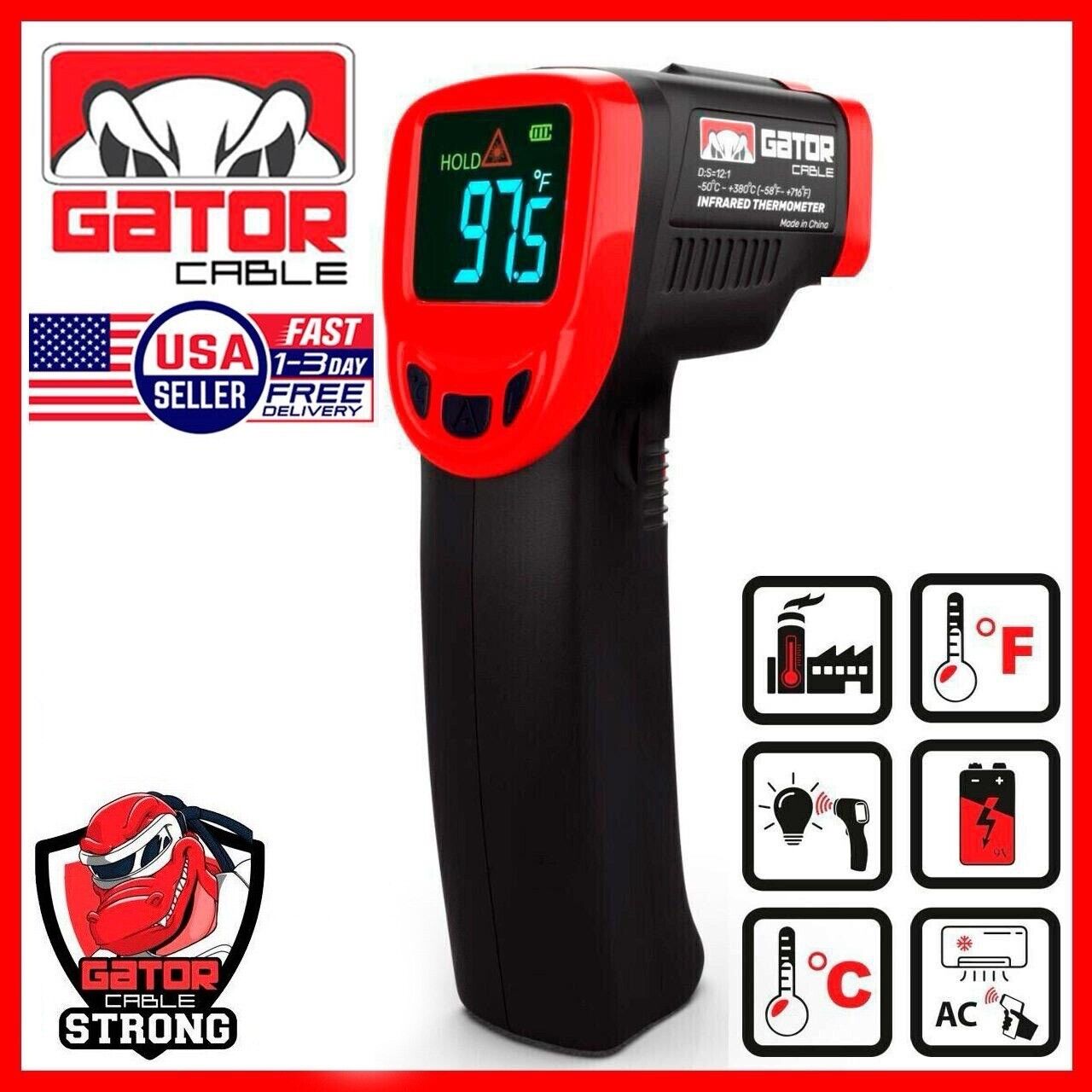 Infrared Laser Thermometer Gun No-Contact Digital Temperature Measurement Tester