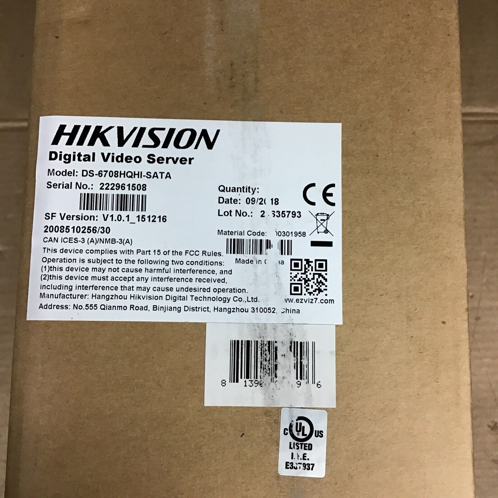 Hikvision DS-6708HQHI-SATA 8 Channel Video Server, Dual Stream, HD-TVI/CVB, AUDI