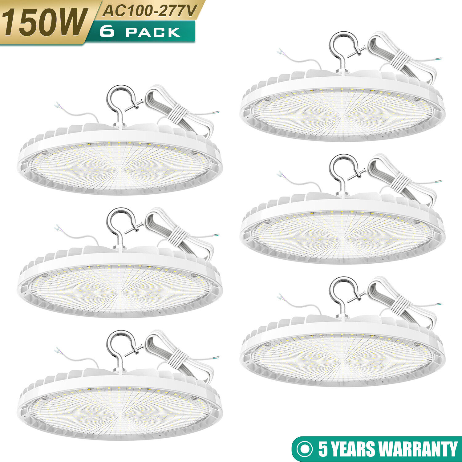 6X 150W UFO Led High Bay Light Dimmable Industrial Warehouse Shop Lighting 5000K