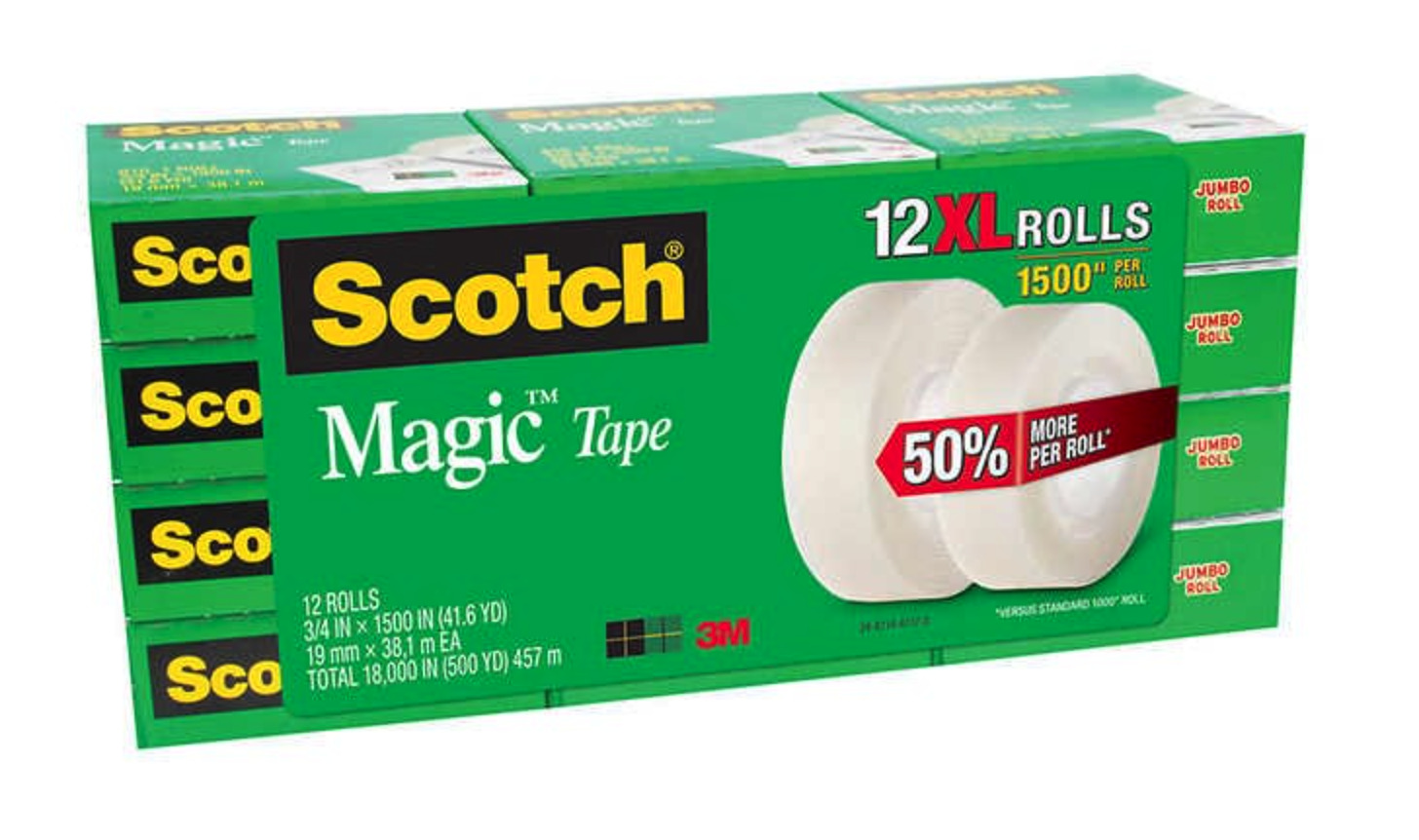 Scotch Magic Tape Refill 12 Rolls, 3/4