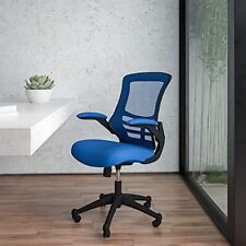 Flash Furniture Mid-Back Blue Mesh Swivel Ergonomic Task Office Chair with Flip- picture