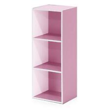 11003WH-PI 3-Tier Open Shelf Bookcase White & Pink picture