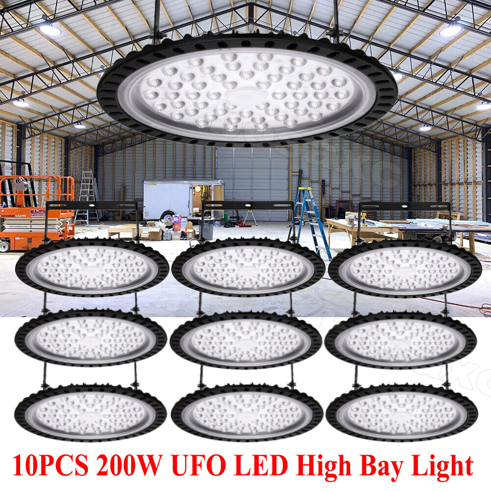 10x 200W UFO LED High Bay Light Shop Lights Warehouse Commercial Lighting Lamp