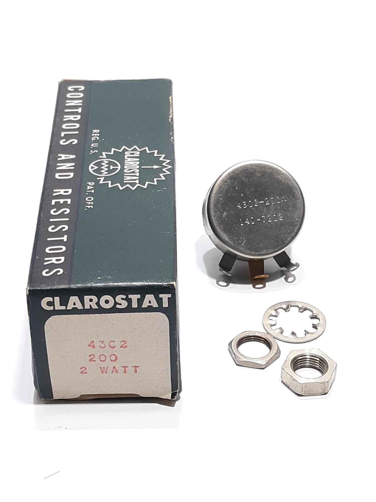 Clarostat 43C2-200 Controls and Resistors 200 OHM S Taper 2.0W 140-7202 