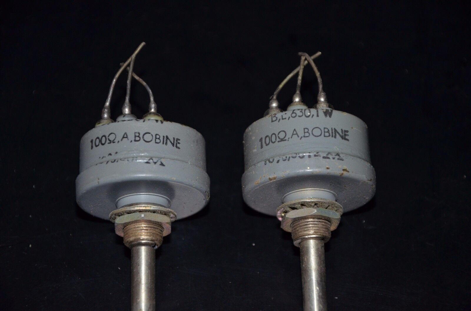 Two (2) NOS Variohm vintage wire wound potentiometers 100 Ohm GLASS END SEAL
