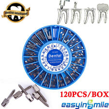 120Pcs Dental Endo Stainless Steel Root Canal Conical Screw Post + 2Key Wrench picture