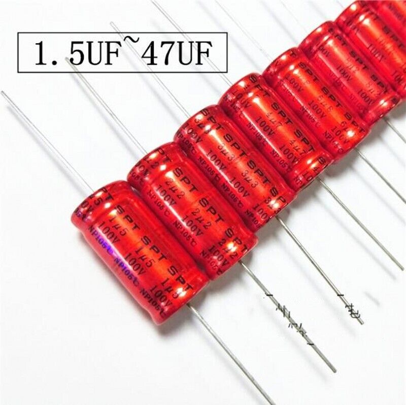 2pcs 1.5uF-47uF 100V Axial Non-Polar Electrolytic Capacitor For Speaker Divider