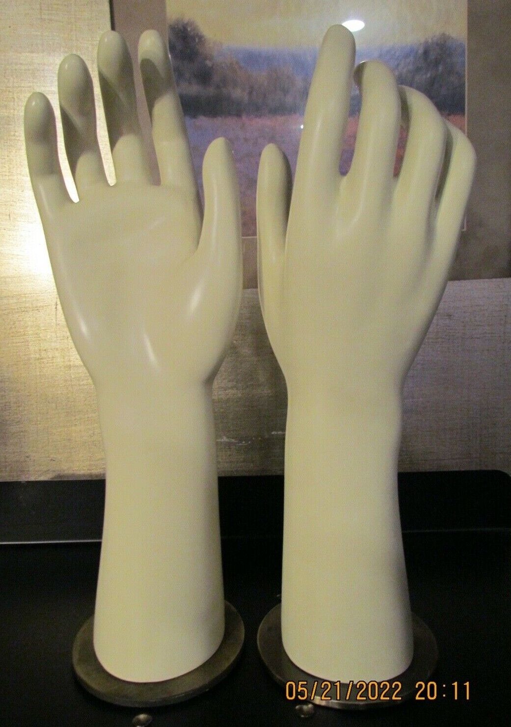 Vintage Visual Display Mannequin Hands w/Built-in Base to Make Them Freestanding