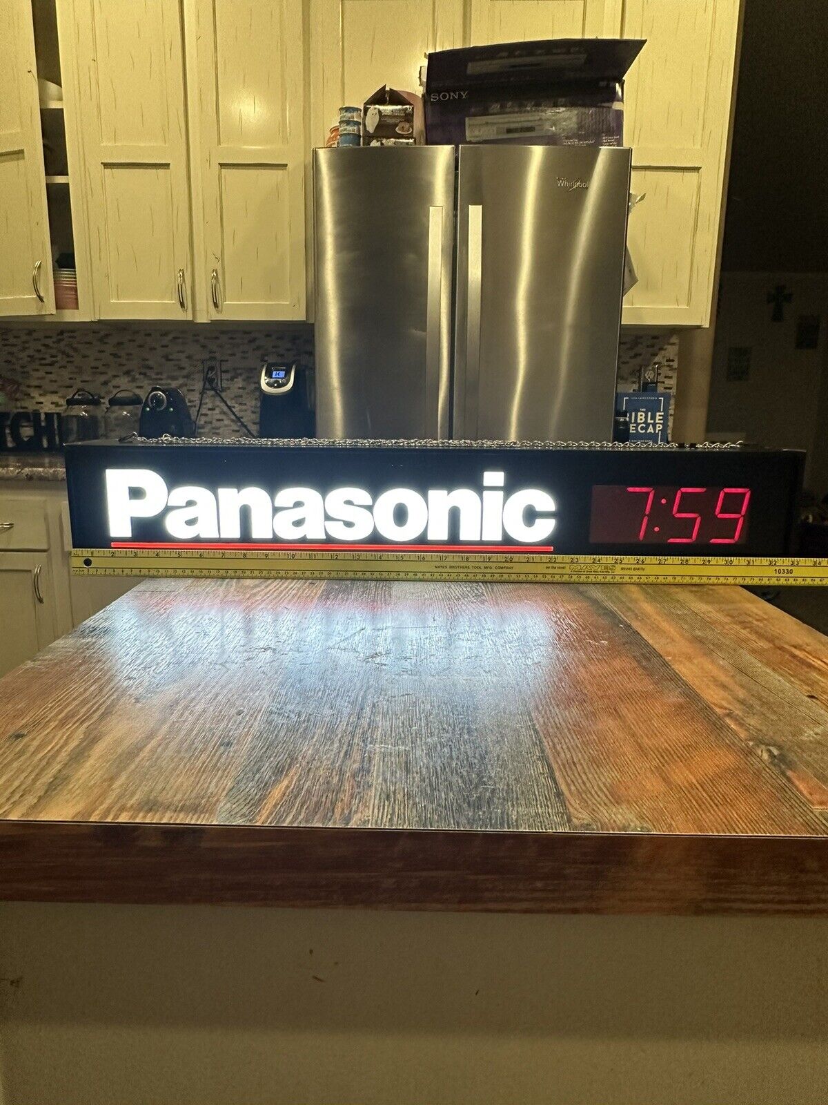 VINTAGE PANASONIC DUALITE SIGN DIGITAL CLOCK LIGHT WITH LED LIGHT REPLACEMENT