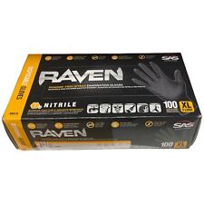 SAS Raven 66519 Nitrile Gloves XLarge Black 7 Mil Powder Free Exam Grade Box 100 picture