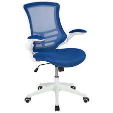 Mid-Back Blue Mesh Swivel Ergonomic Task Office Desk Chair with Flip-Up Arms New picture