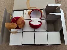 12 - Red Felt/Velvet Jewelry Gift Box Sphere Ring Earrings Gold Ribbon Ornament picture