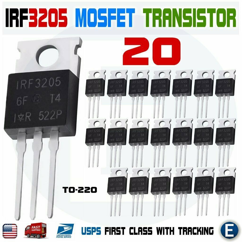 20pcs IRF3205 IR MOSFET N-CHANNEL 55V/110A TO-220 HEXFET Power Transistor IRF