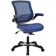 Mid-Back Blue Mesh Back and Vinyl Seat Office Task Chair w/ Flip-Up Padded Arms  picture